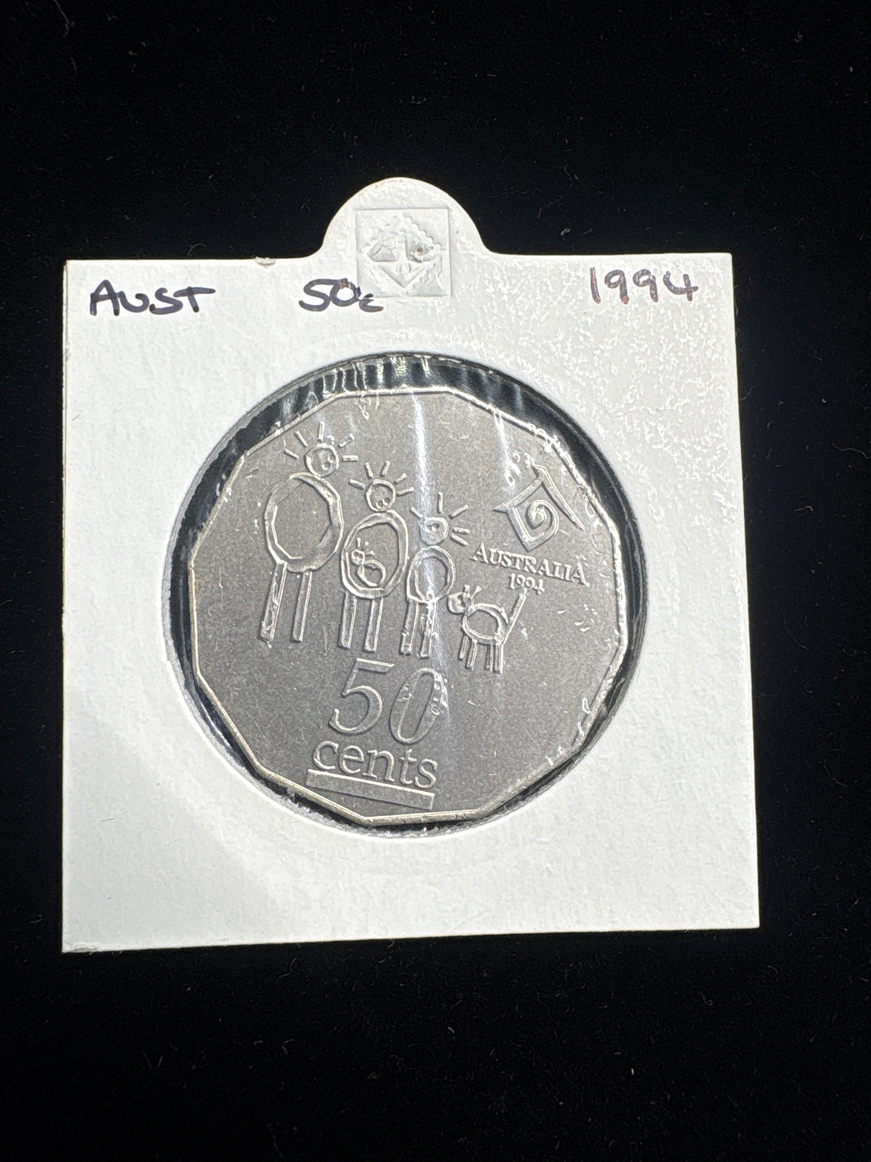 #M132 1994 Australia International Year of the Family 50c Coin – UNC in 2x2 Holder