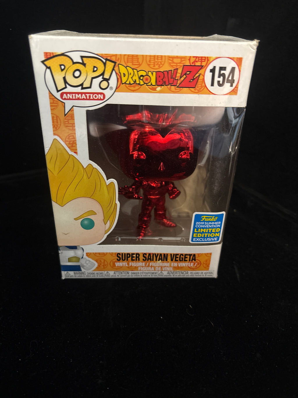 #P008 Dragon Ball Z Funko Pop #154 Super Saiyan Vegeta – Red Chrome – 2019 Summer Convention Exclusive