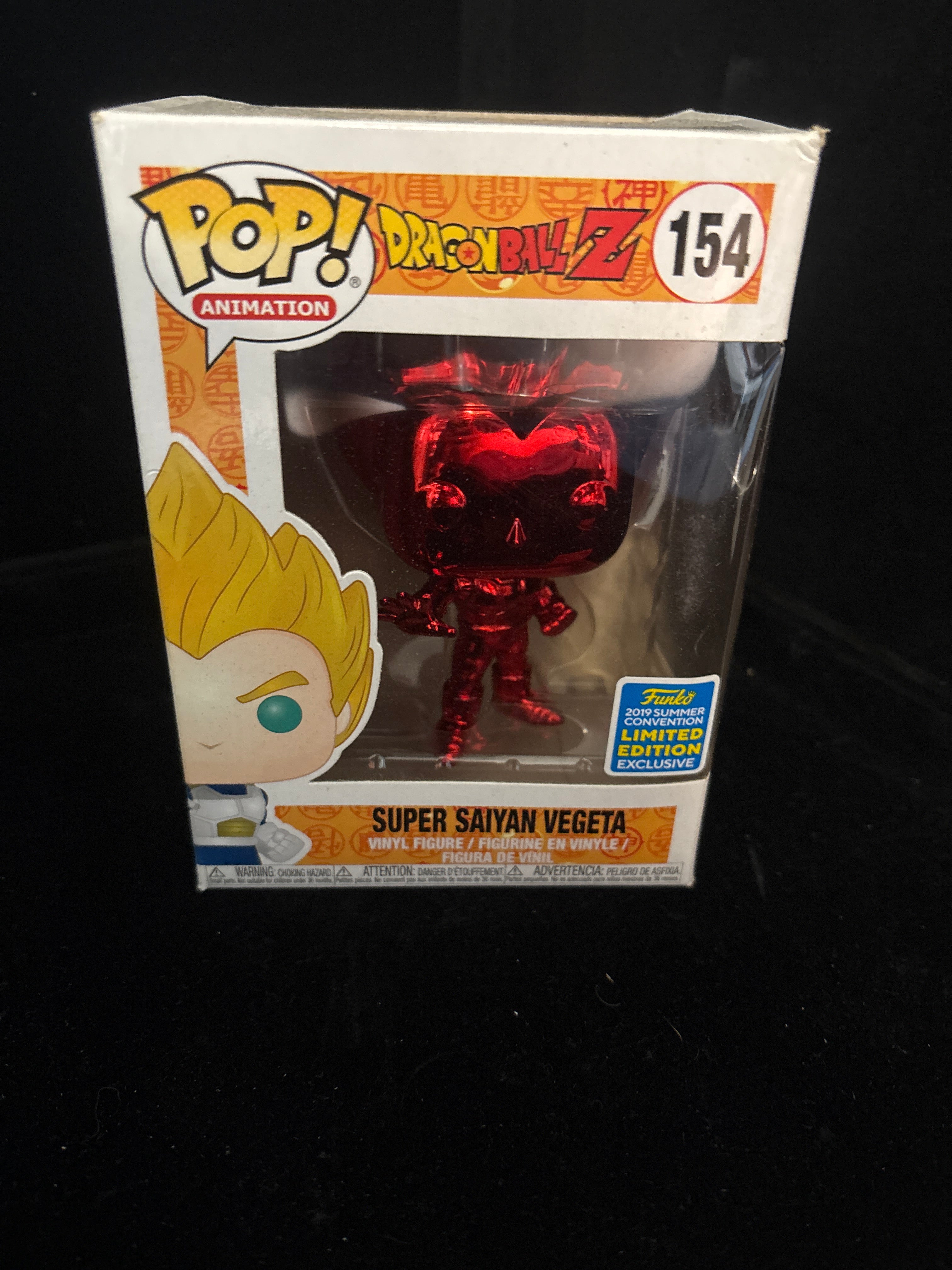 #P008 Dragon Ball Z Funko Pop #154 Super Saiyan Vegeta – Red Chrome – 2019 Summer Convention Exclusive