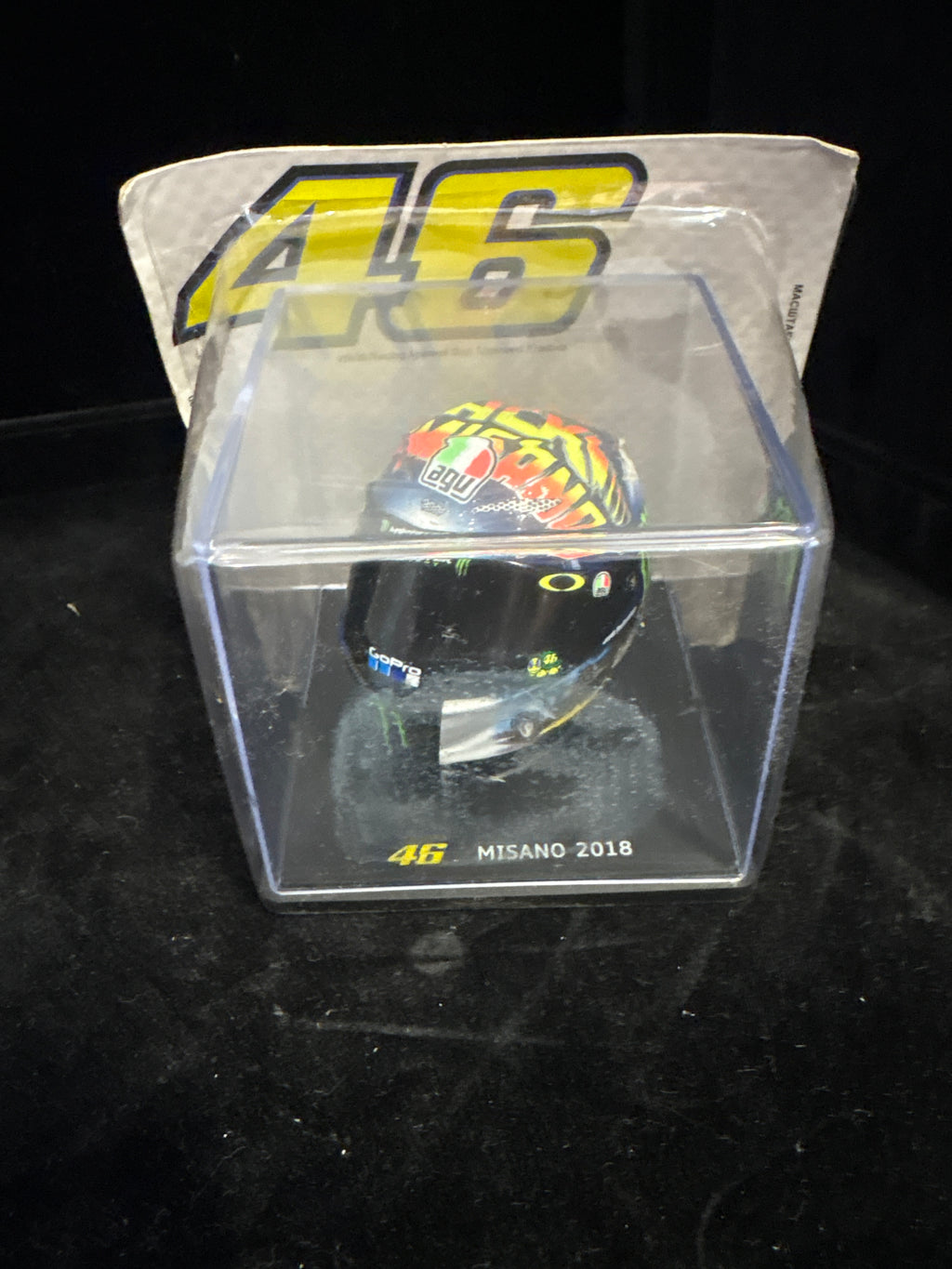 #P003 Valentino Rossi #46 Misano 2018 Mini Helmet – Collectible Display Model