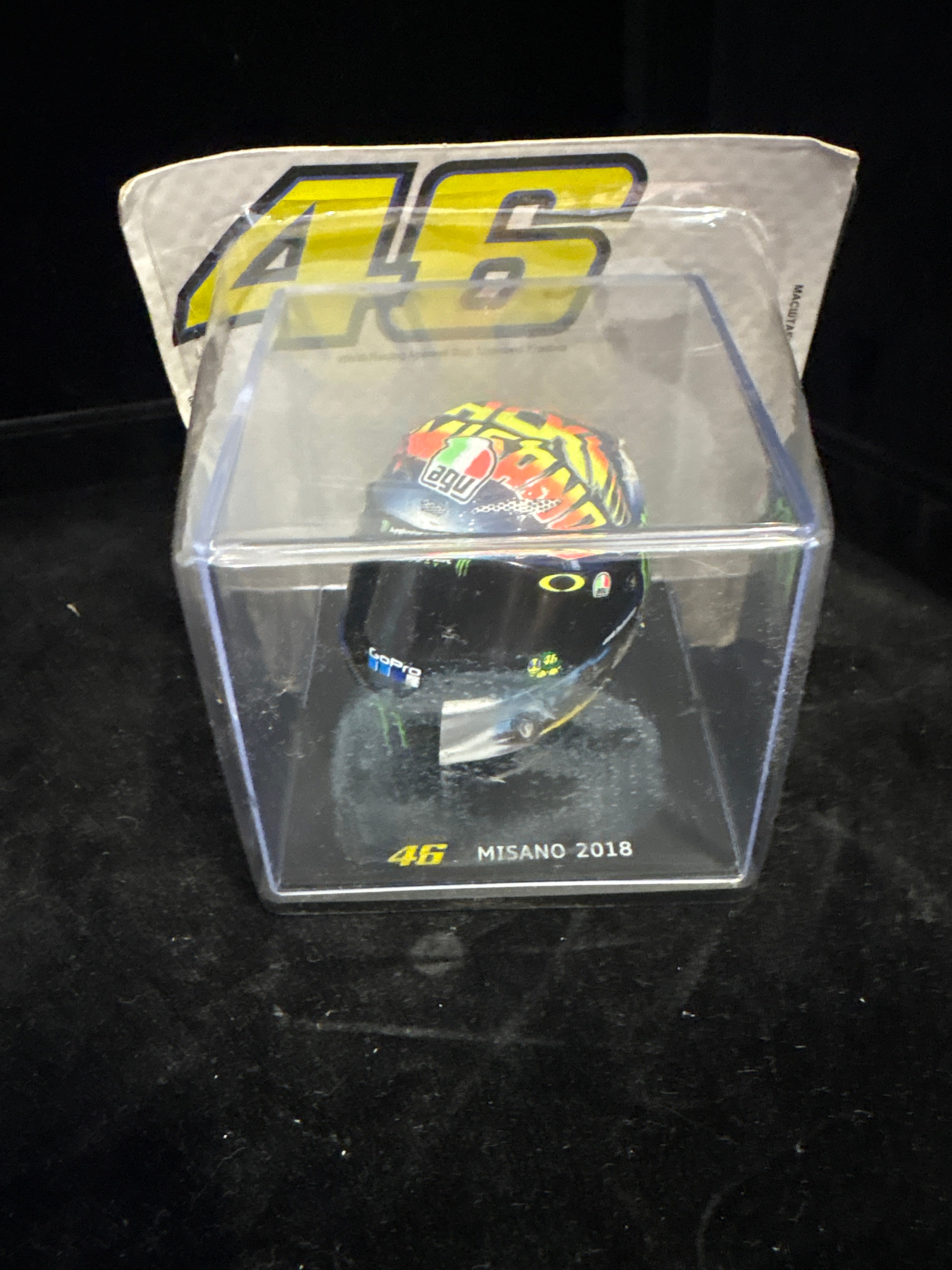 #P003 Valentino Rossi #46 Misano 2018 Mini Helmet – Collectible Display Model