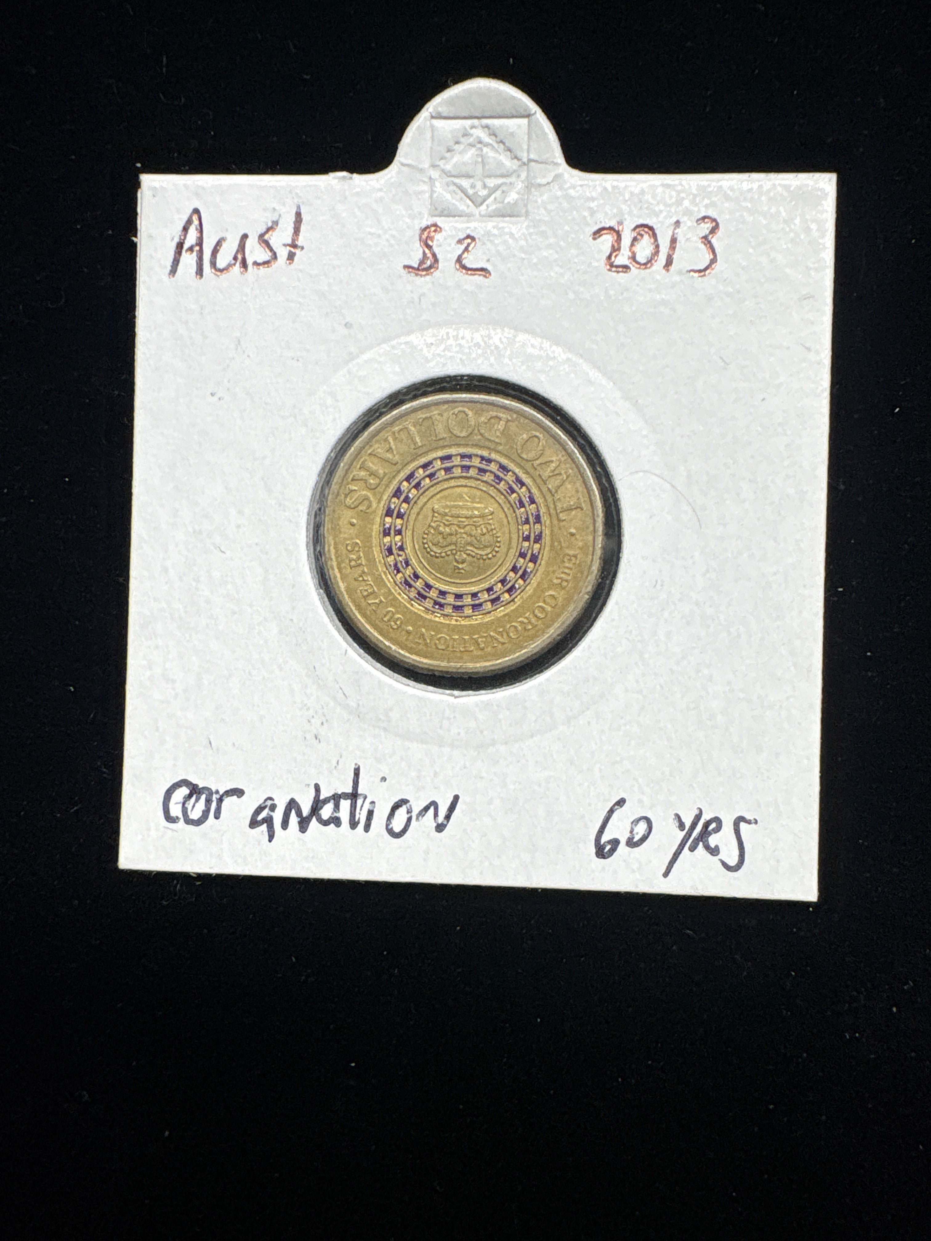 #M149 2013 Australia $2 Coronation Coin – Purple Ring Commemorative (60 Years)