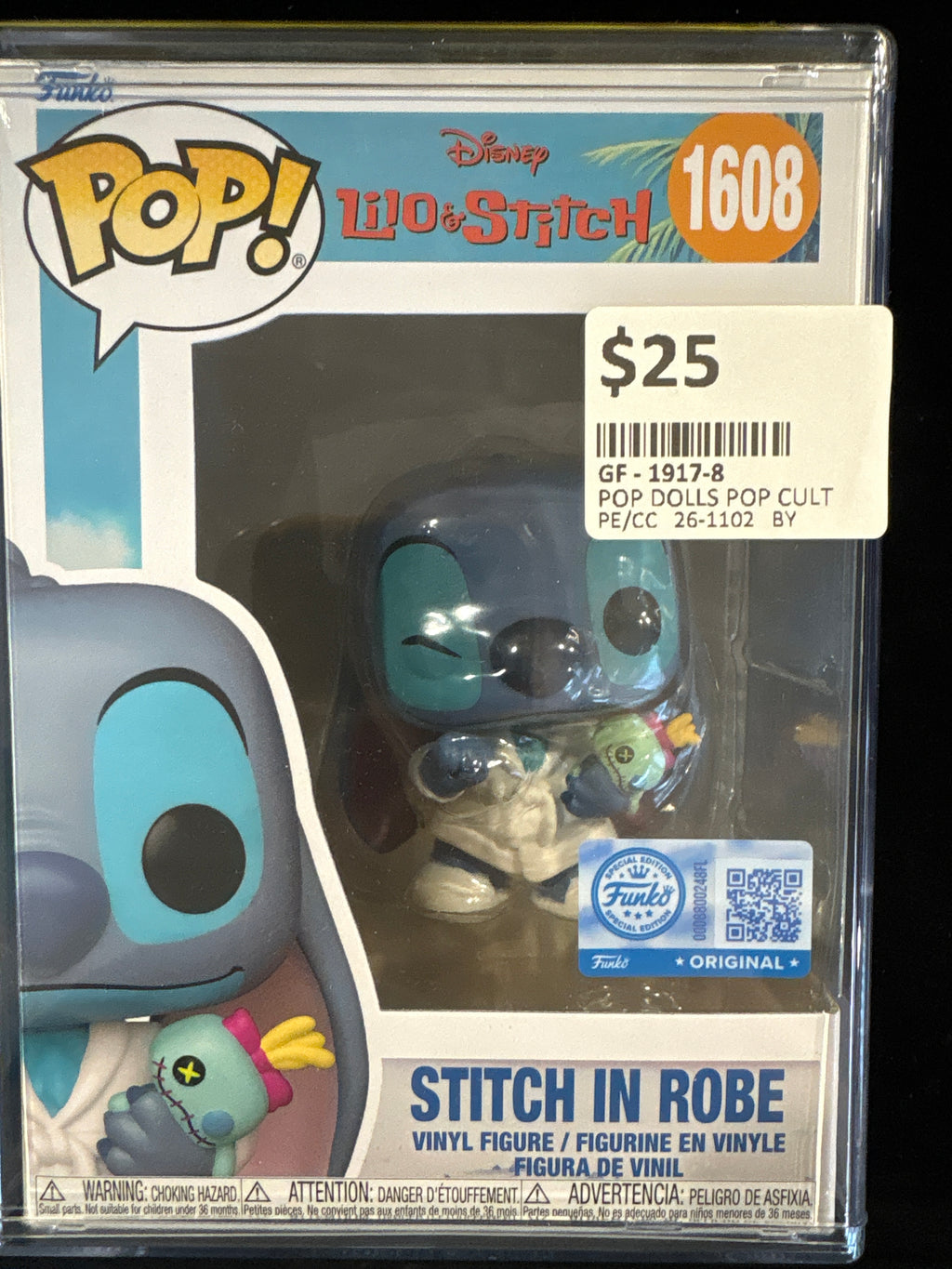 #1917-8 Disney Lilo & Stitch Funko Pop #1608 – Stitch in Robe (Mint in Protector)