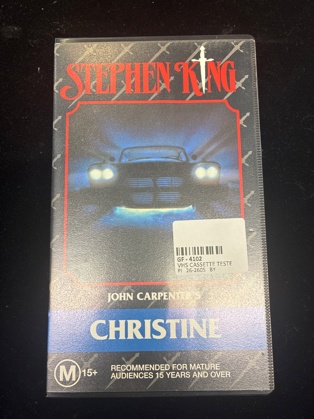 #PO14  Stephen King’s Christine – 1995 Time‑Life VHS (John Carpenter) M15+ VHTF Vintage Horror