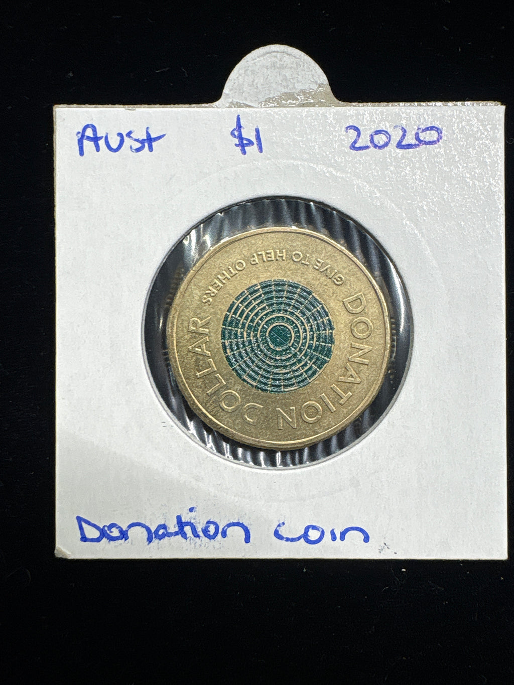 #M155 2020 Australia $1 Donation Dollar – Coloured Circulating Coin in 2x2 Holder