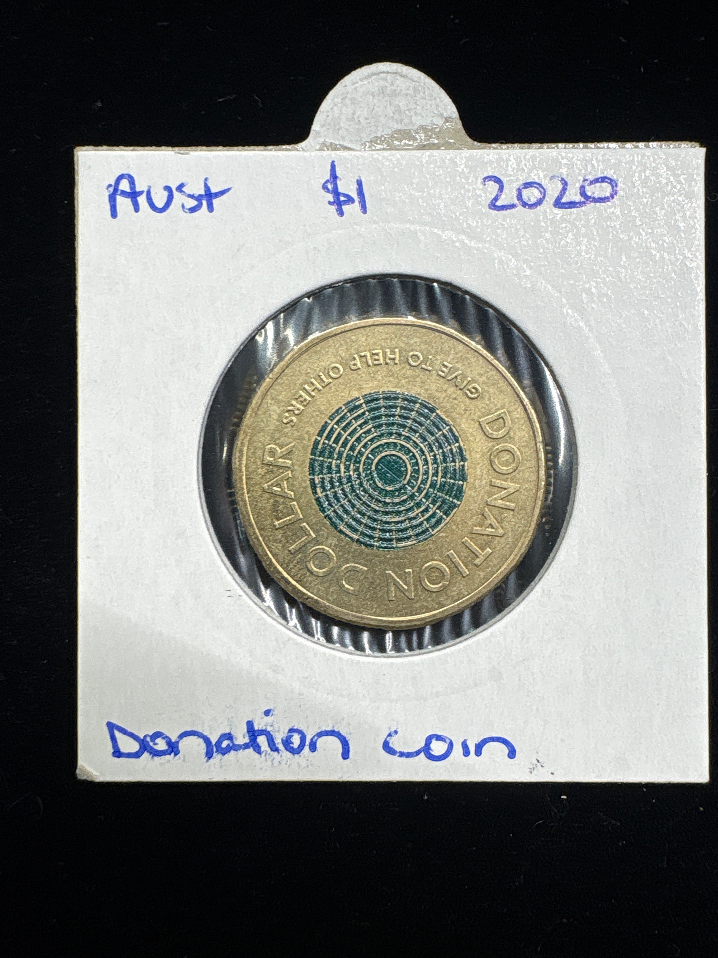 #M155 2020 Australia $1 Donation Dollar – Coloured Circulating Coin in 2x2 Holder