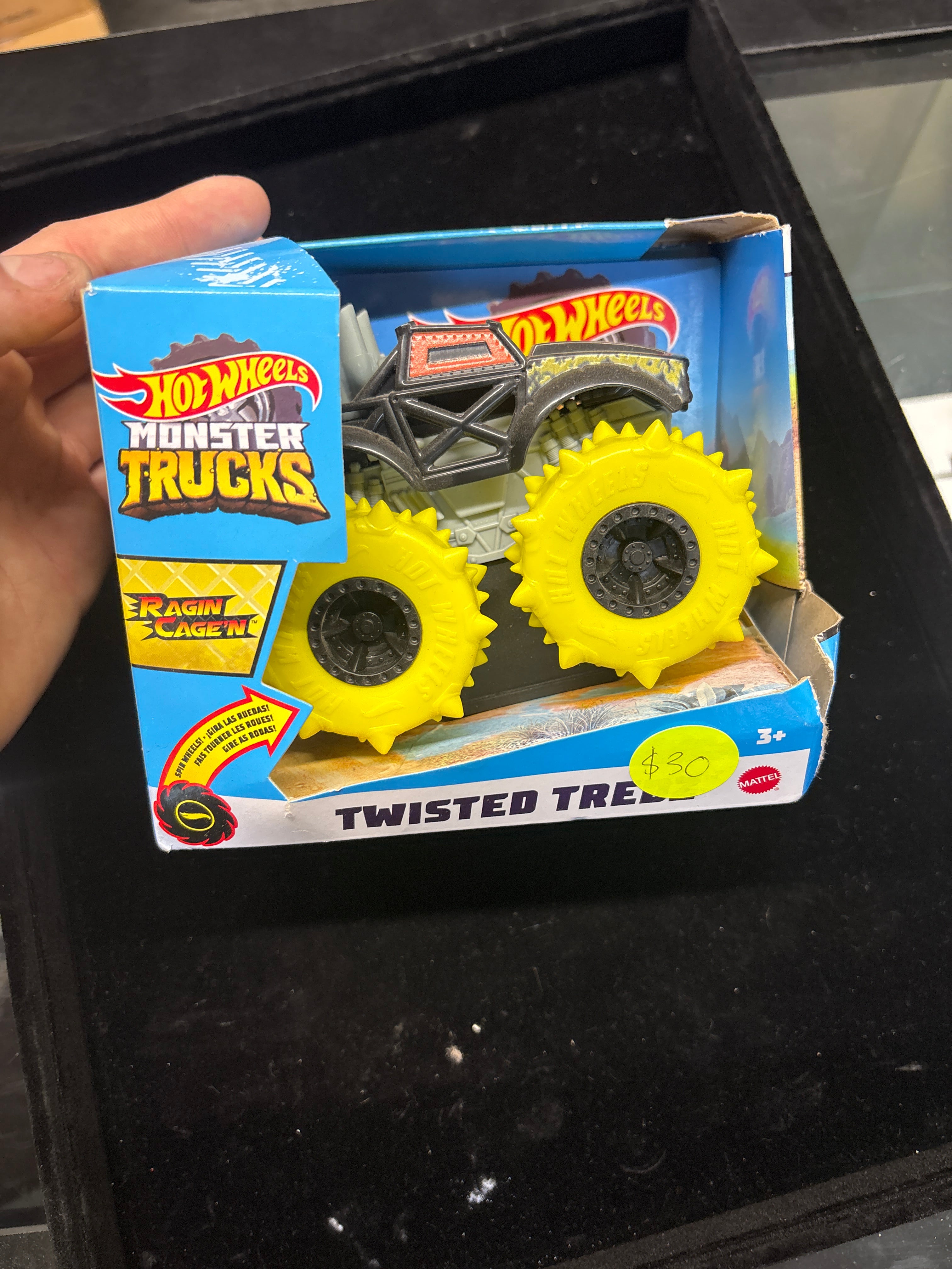 #C112 Hot Wheels Monster Trucks Twisted Treadz – Ragin’ Cajun – Yellow Spike Tires – New in Box