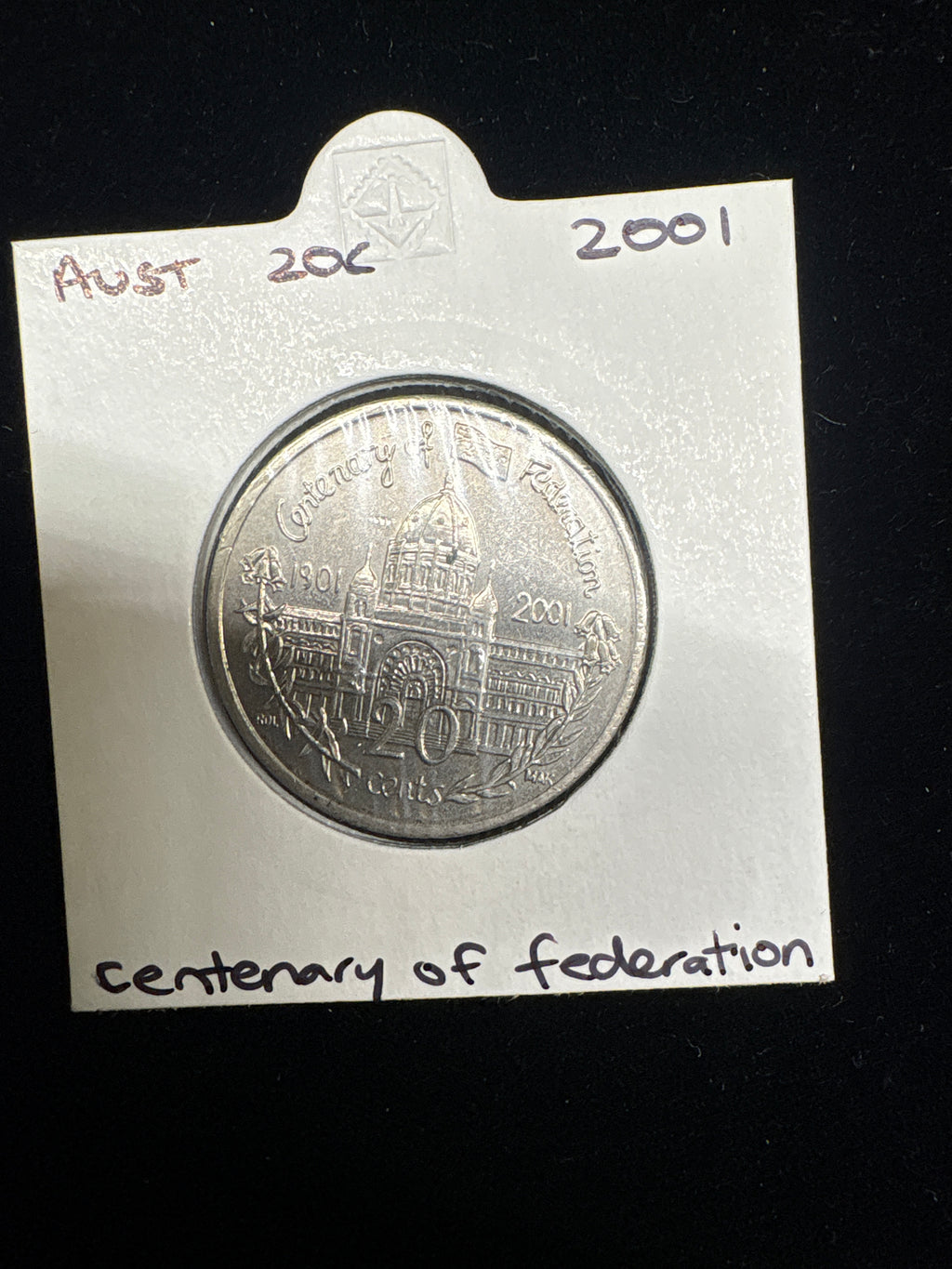 #M177 2001 Australia 20c Centenary of Federation Commemorative Coin – UNC in 2x2 Holder