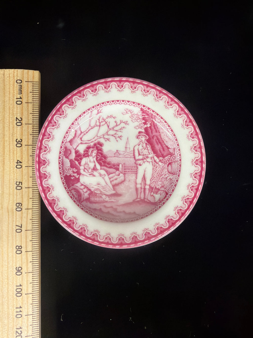 #P030 Spode Fine Bone China Pink Transferware Mini Saucer / Trinket Dish England
