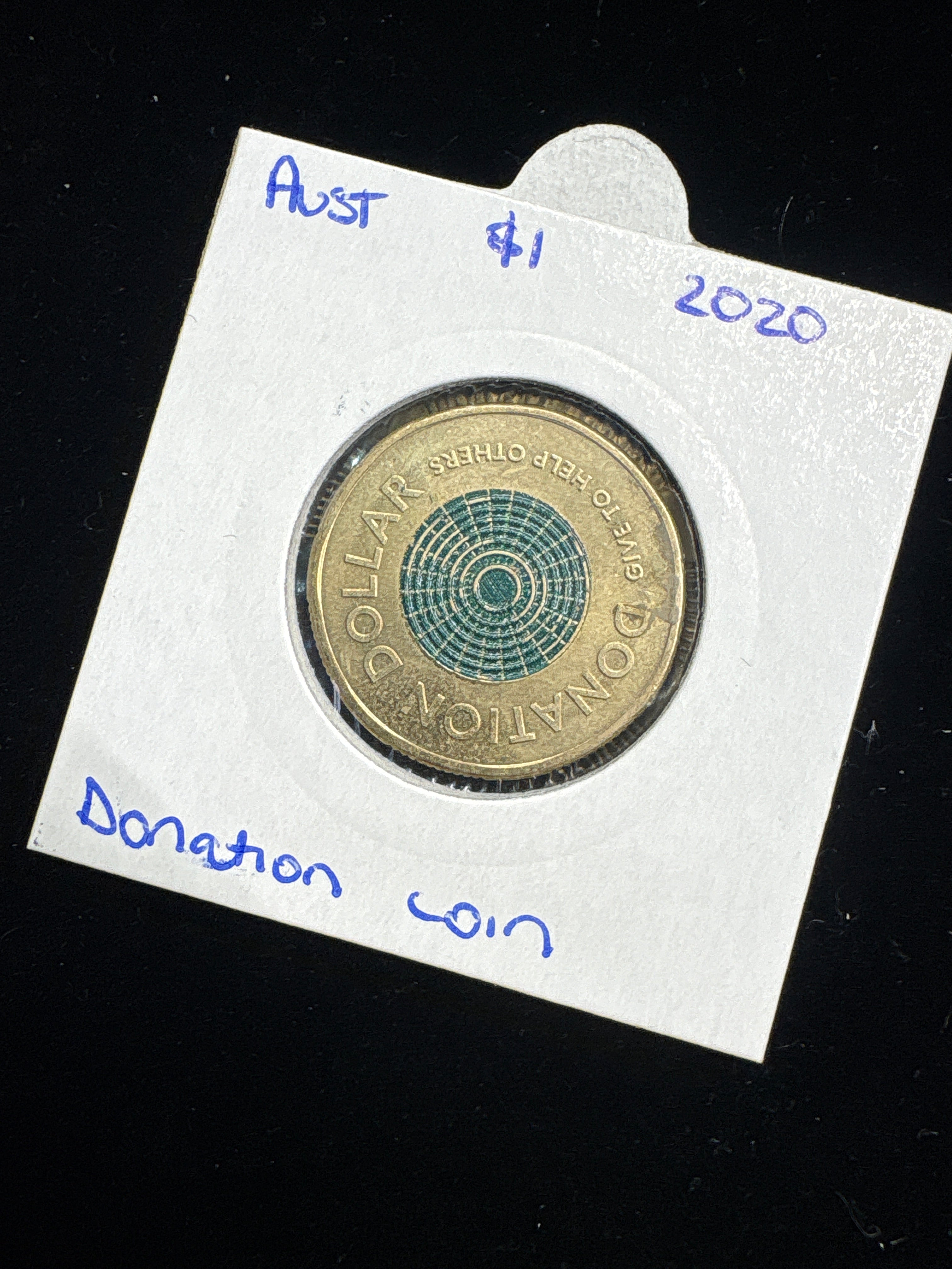 #M154 2020 Australia $1 **Donation Dollar** – “Give to Help Others” Coin (Circulated)