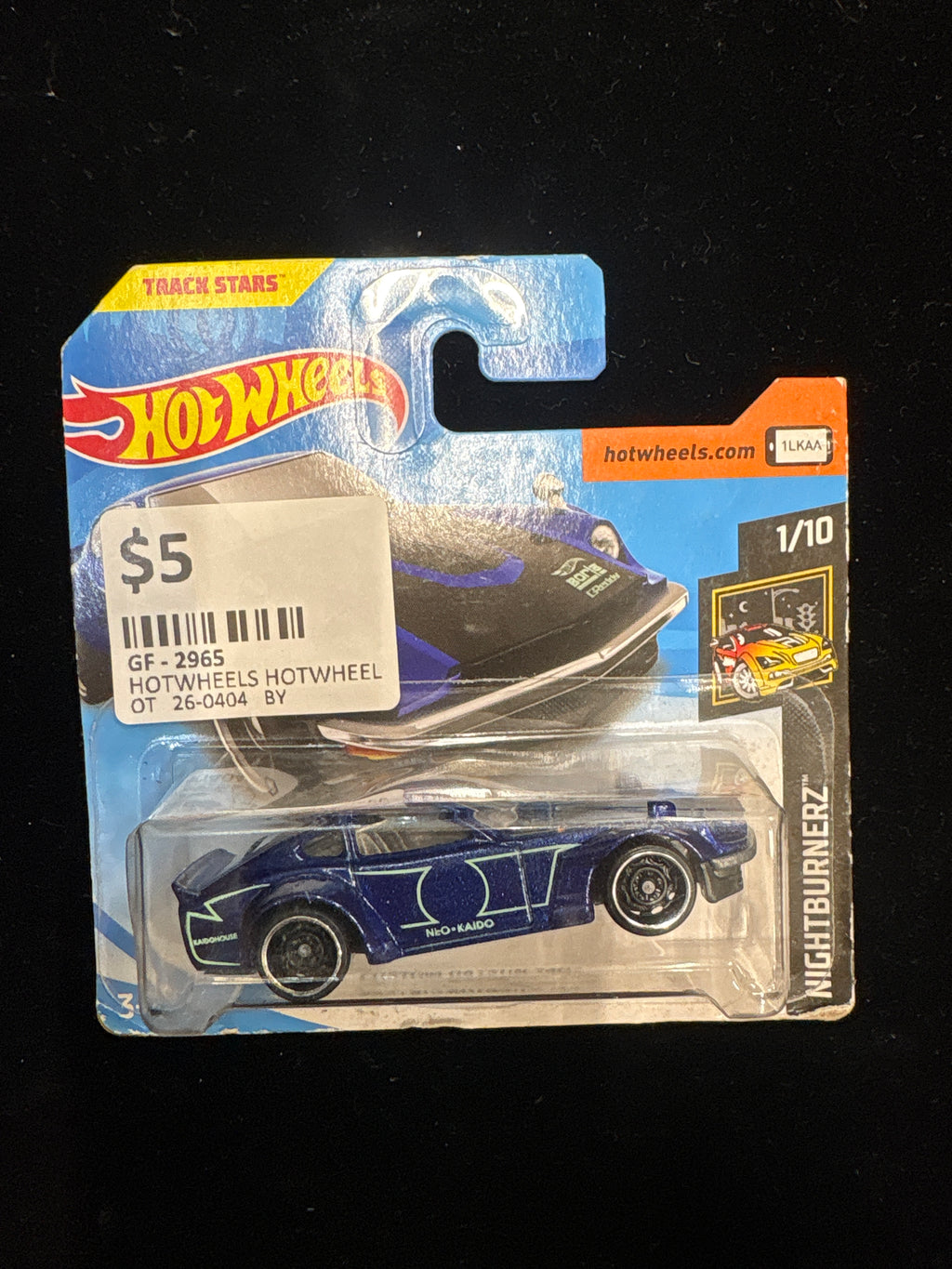 #2965 Hot Wheels Nightburnerz Neo‑Kaido Blue Racer #15/365 (2018) Track Stars 1/10 NIB