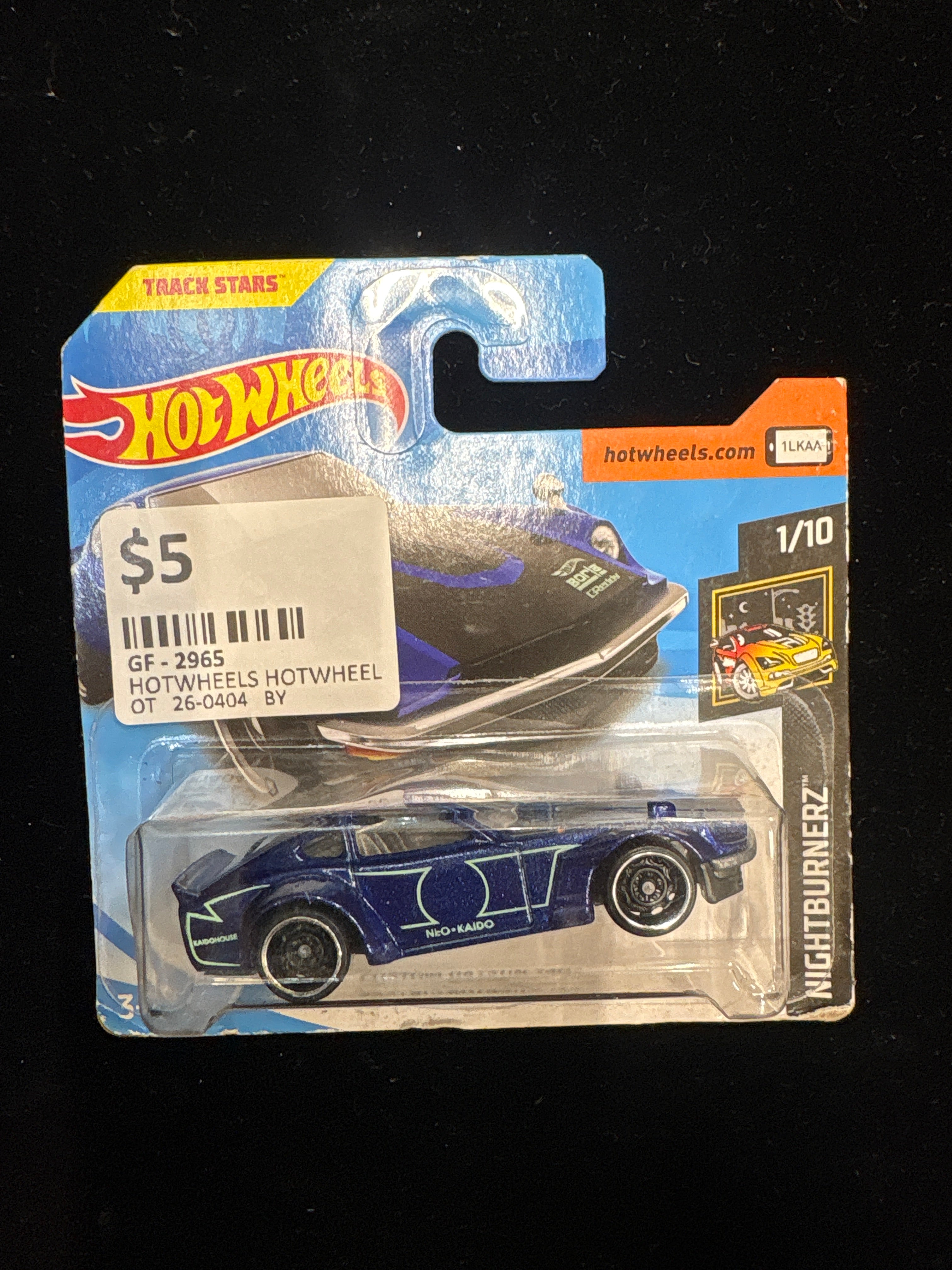 #2965 Hot Wheels Nightburnerz Neo‑Kaido Blue Racer #15/365 (2018) Track Stars 1/10 NIB
