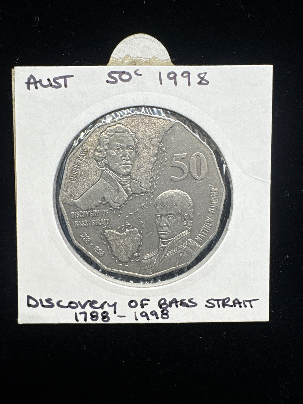 #M128 1998 Australia 50c “Discovery of Bass Strait” Commemorative Coin – Circulated Collectible