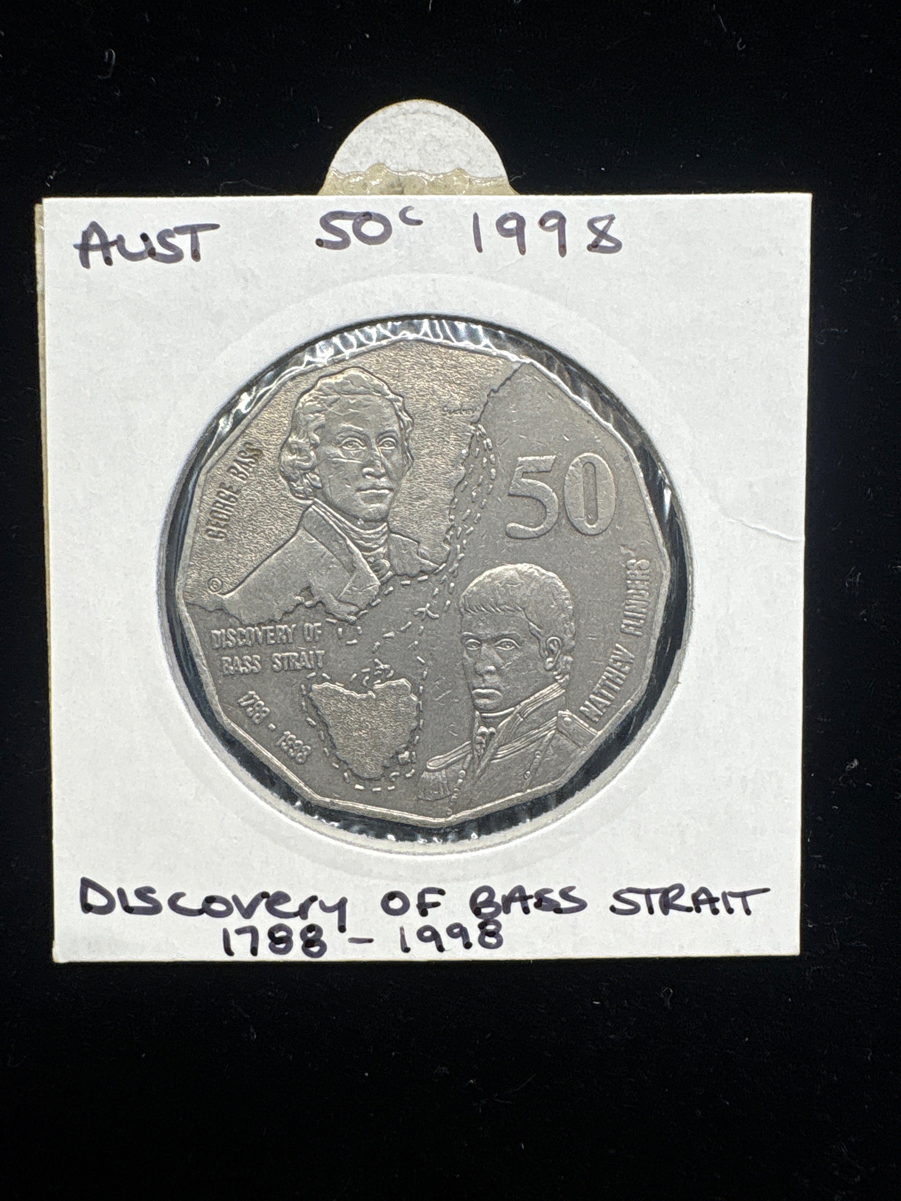 #M128 1998 Australia 50c “Discovery of Bass Strait” Commemorative Coin – Circulated Collectible