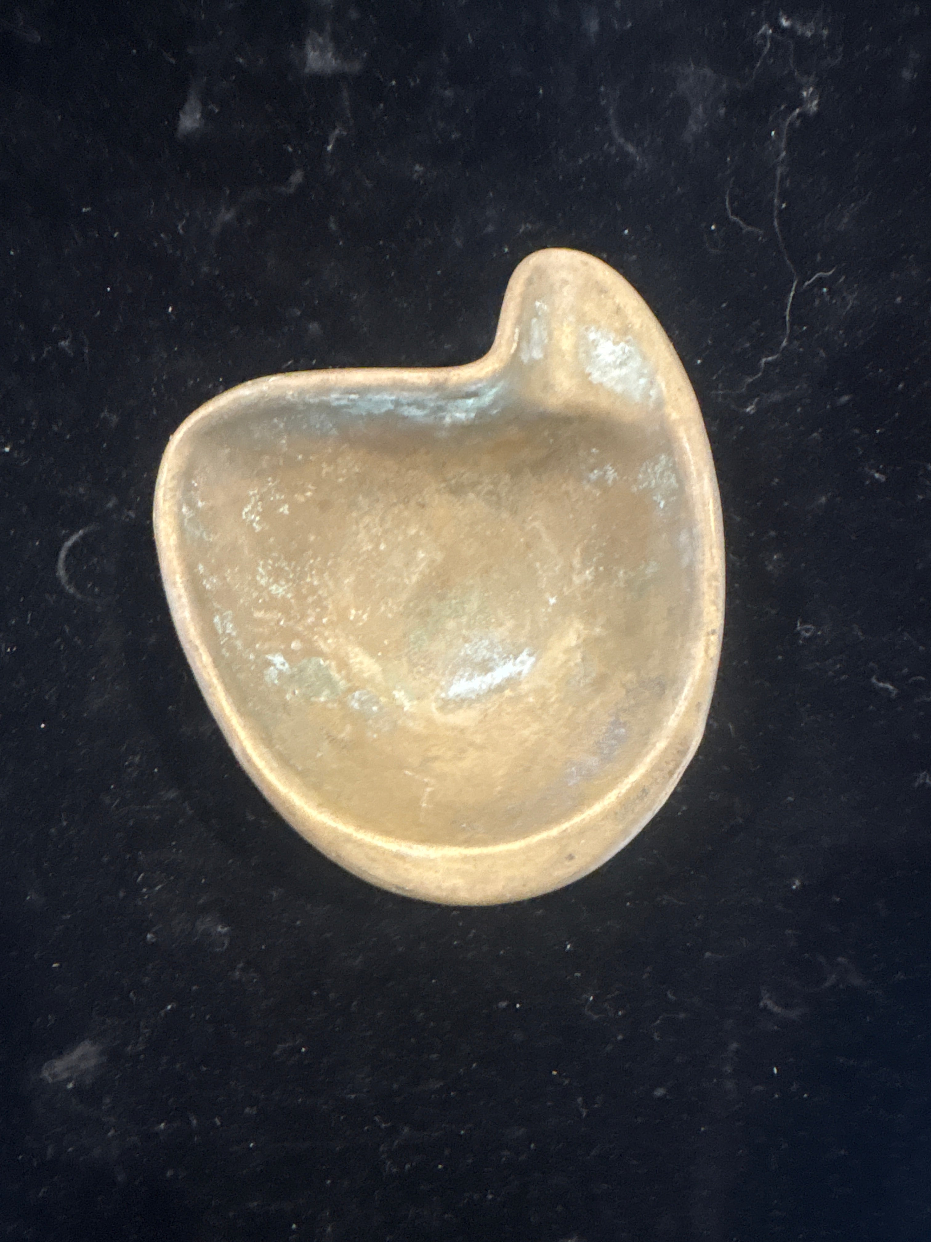 #1104 Vintage Brass Chinese Sycee‑Style Ingot / Paperweight – Marked Base