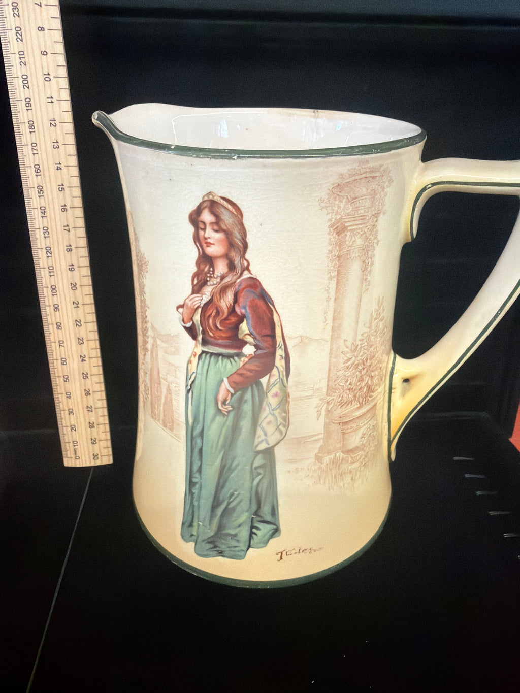 #P030 Royal Doulton England Large Lady Portrait Pitcher Jug D3746 ~12" Vintage