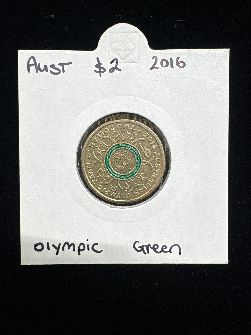#M143 2016 Australia $2 Olympic “Green Ring” Coloured Coin – Rio Team Issue
