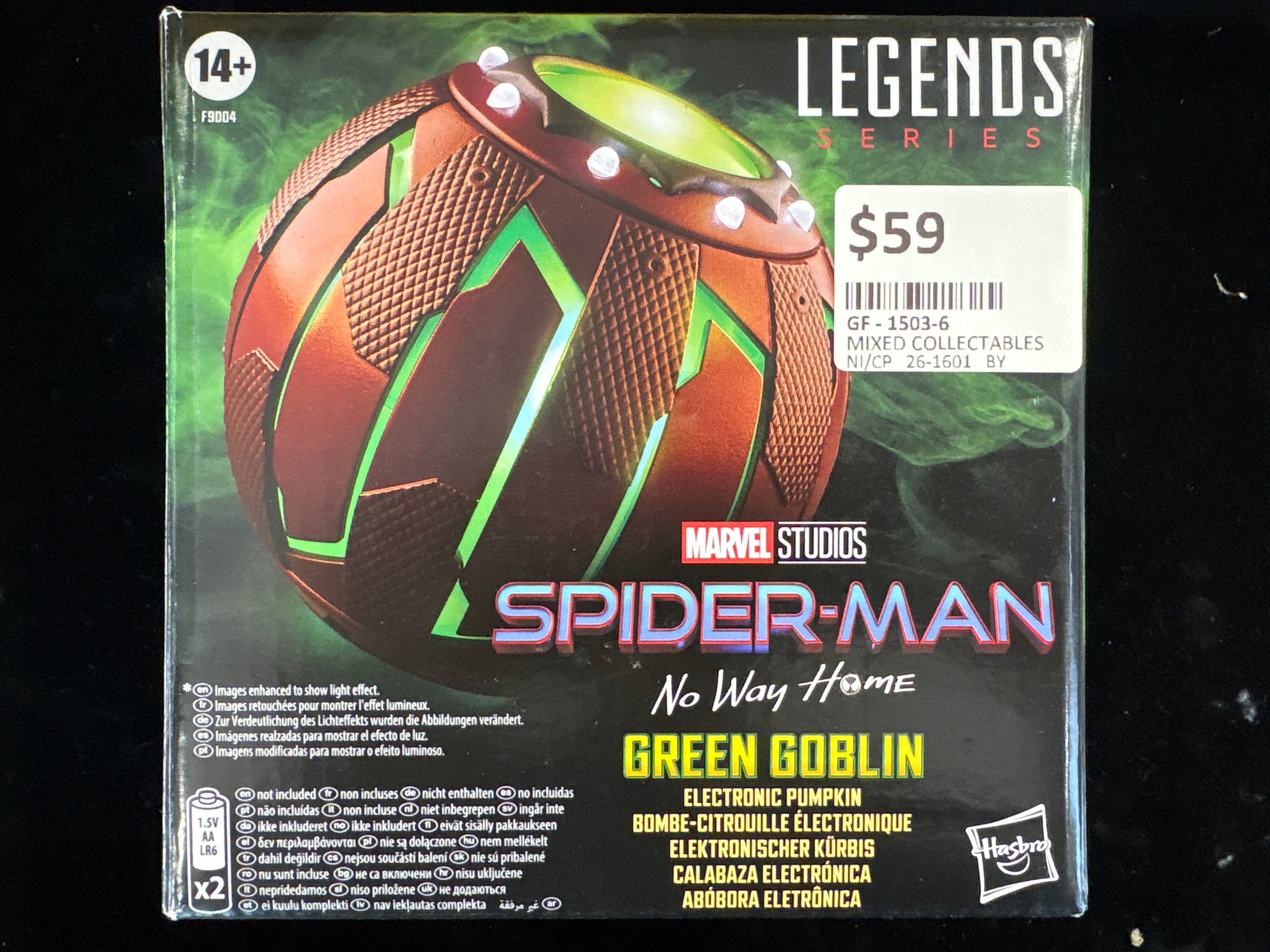 #1503-6 Marvel Legends Spider‑Man No Way Home Green Goblin Electronic Pumpkin Bomb (Hasbro)