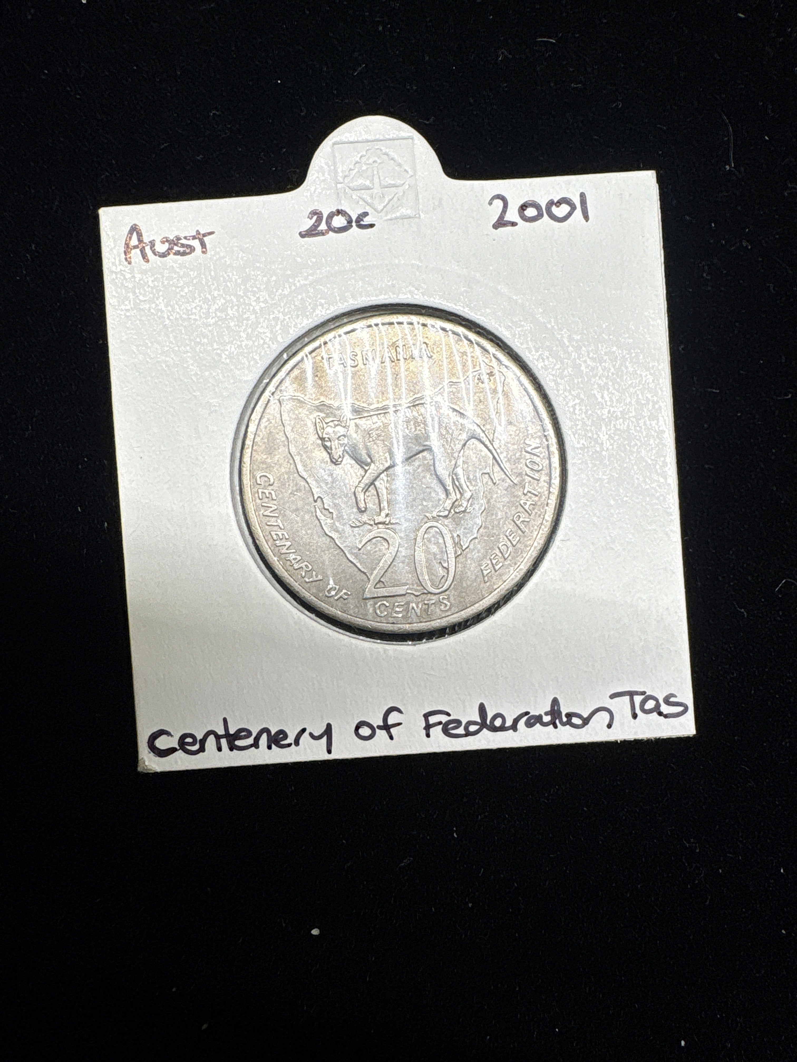 #M188 2001 Australia 20c Centenary of Federation – Tasmania Design Coin in Holder