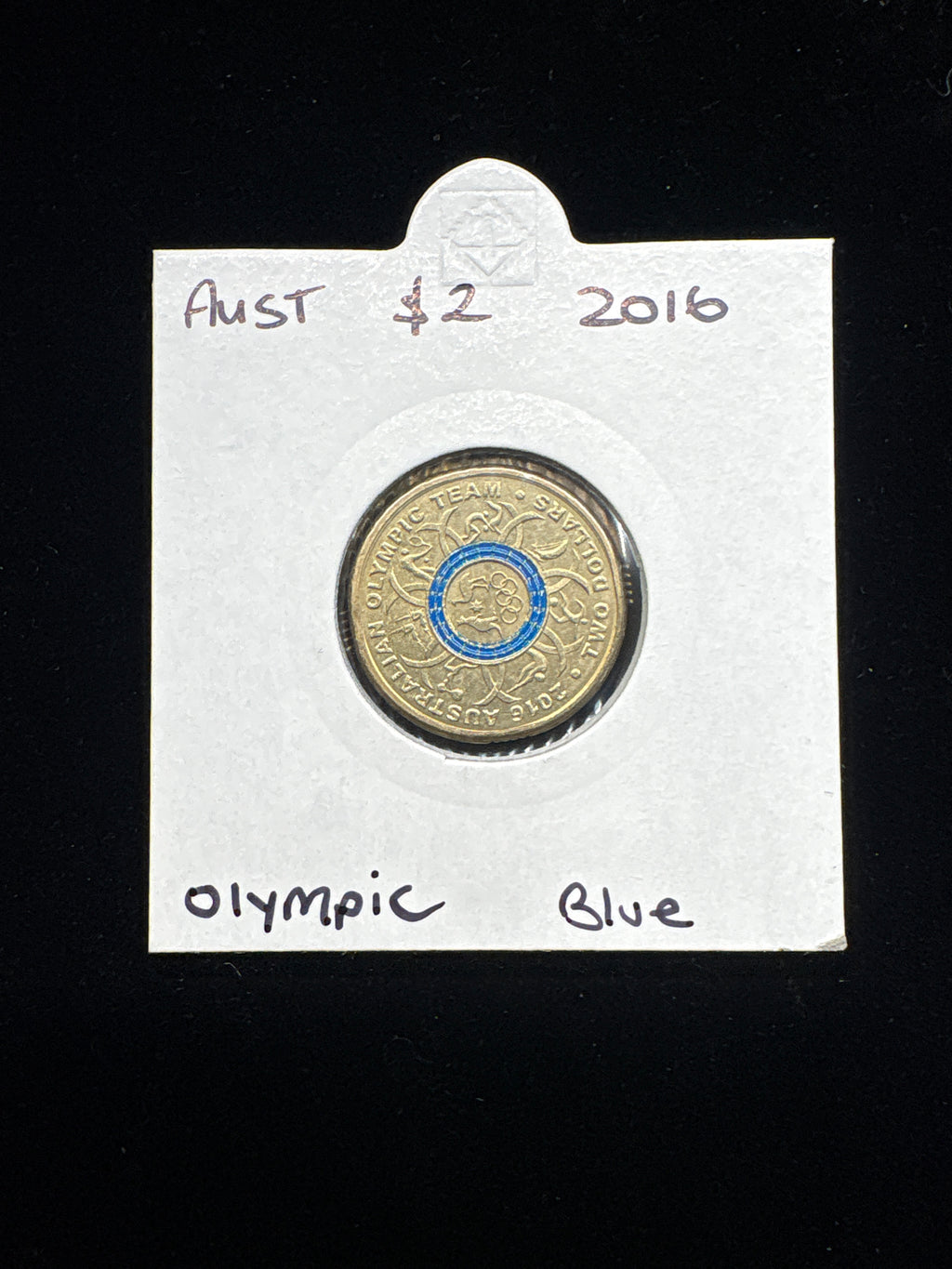 #M142 2016 Australia $2 Olympic Team “Blue Ring” Coloured Coin 🇦🇺
