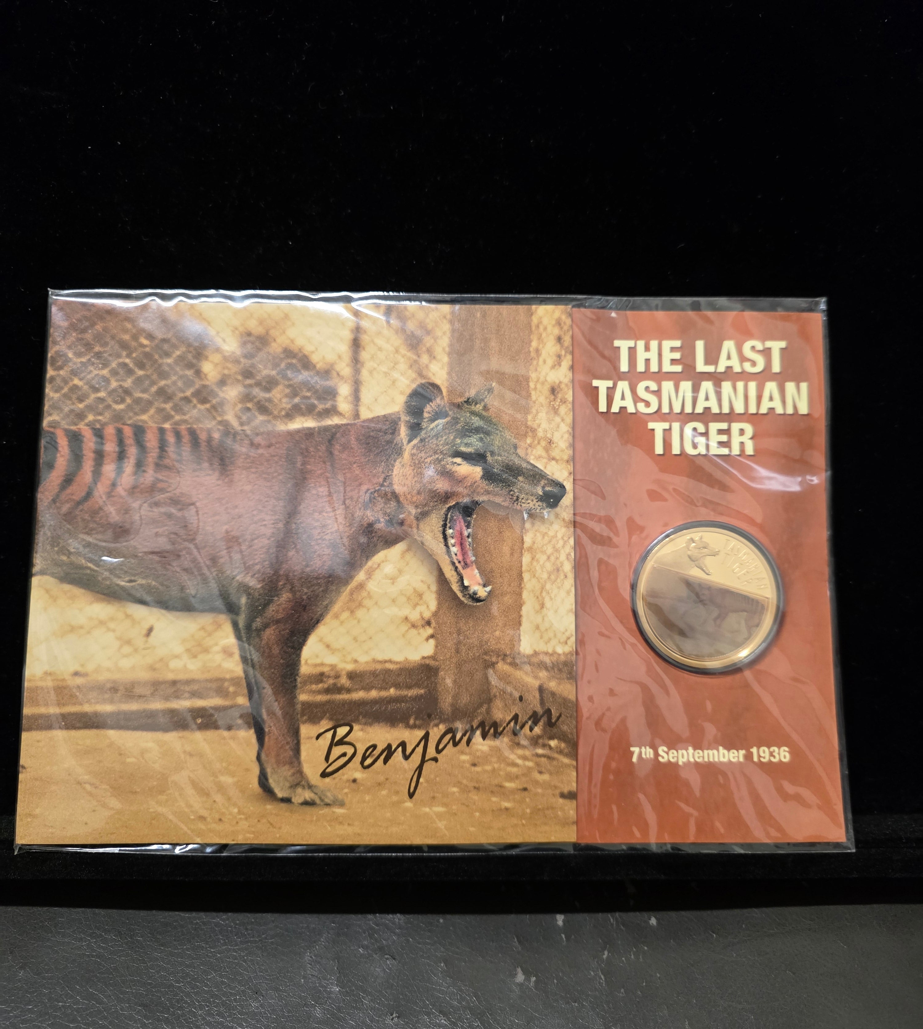 #154 Last Tasmanian Tiger “Benjamin” Commemorative Coin Card – 7 Sept 1936 Edition