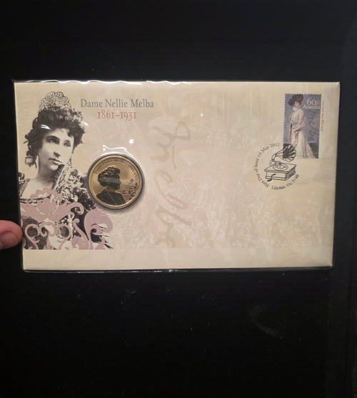 #099 Dame Nellie Melba 2011 PNC – Australia $1 Coin & 60c Stamp Collectible