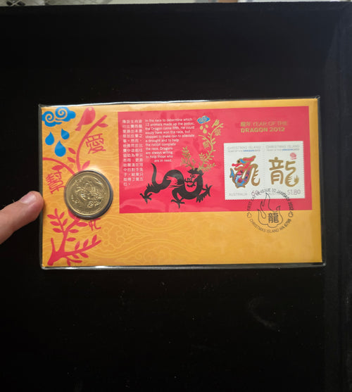 #104 Christmas Island Year of the Dragon 2012 PNC – Coin & Stamp Pack Collectible