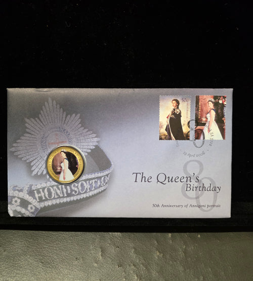 #151 Queen’s Birthday 2006 PNC – 50th Anniversary Annigoni Portrait Coin & Stamp Cover