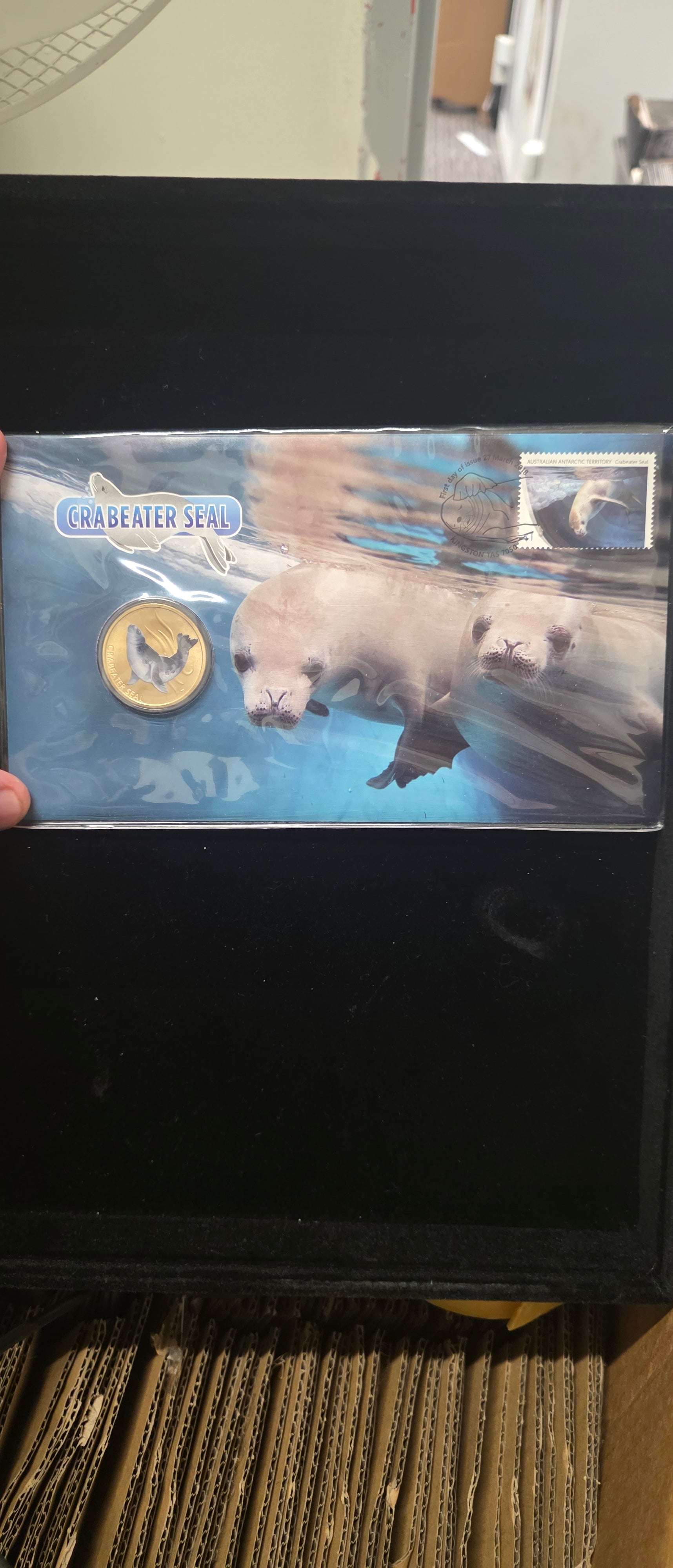 #050 Crabeater Seal First‑Day Cover with Gold‑Plated Coin – Australian Antarctic Territory Collectible
